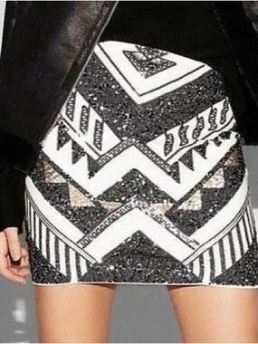 Express Sequin Aztec Skirt Sz XS